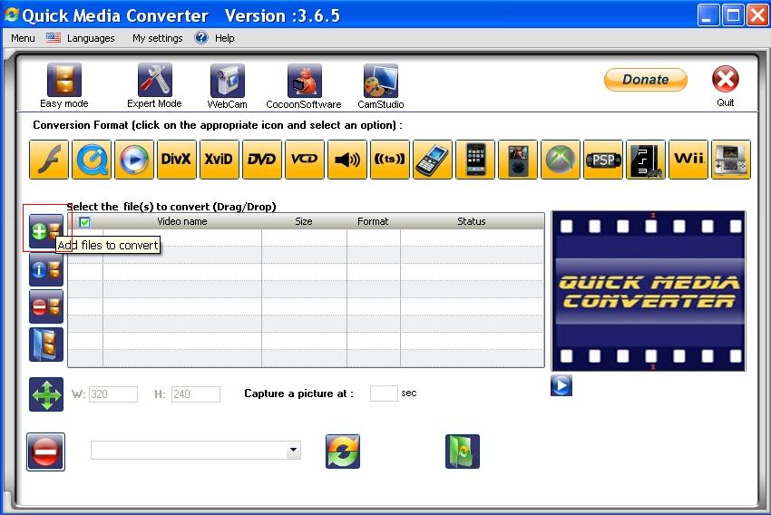 Convertire video con Quick media converter