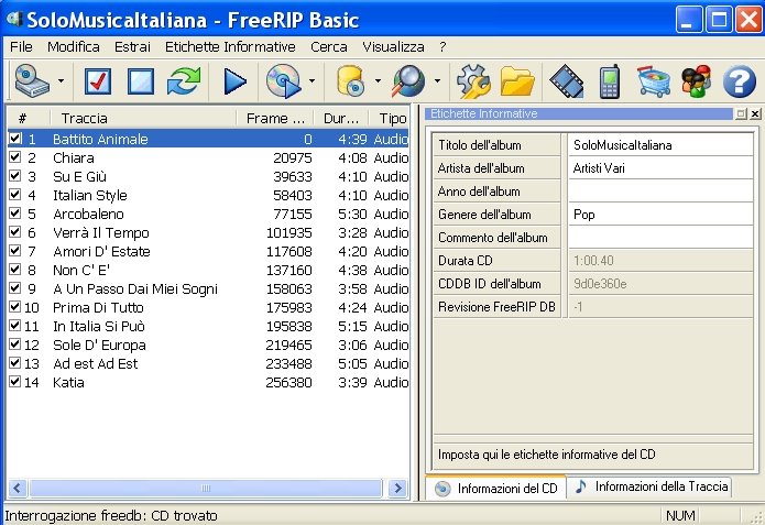 Convertire cd audio in mp3 con FreeRIP