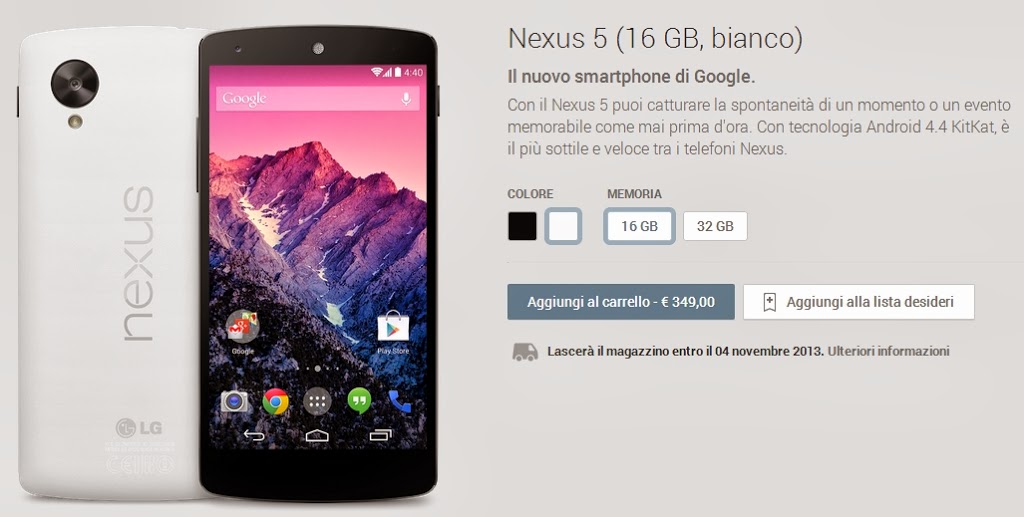 Nexus 5: caratteristiche tecniche, prezzo ufficiale e foto del nuovo smartphone Google