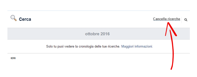 rimuovere cronologia facebook