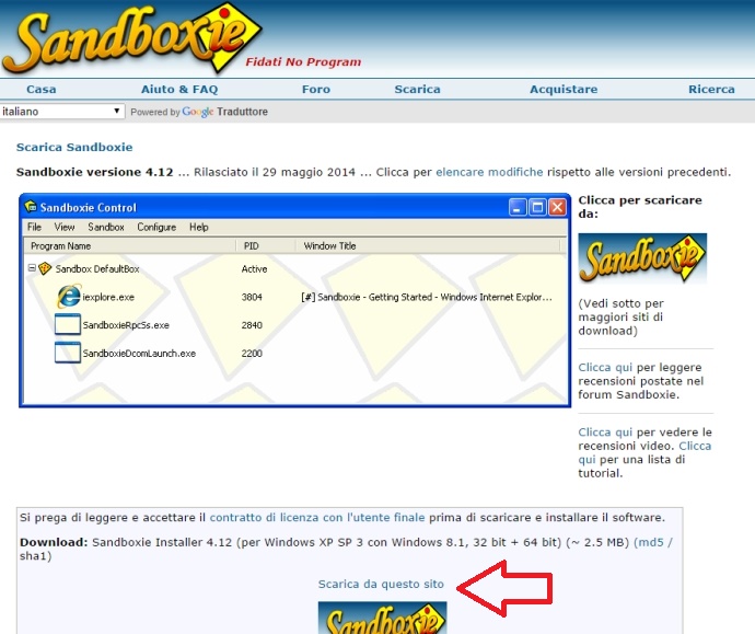 sandboxie italiano