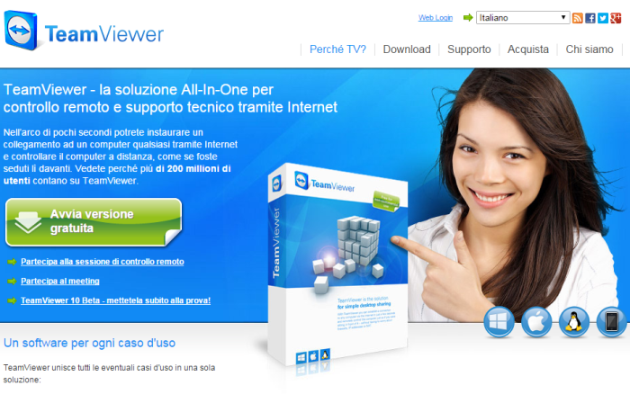 Software per controllo remoto PC Windows: TeamViewer gratis