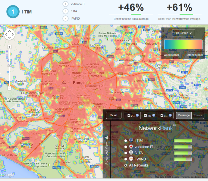 Verificare copertura segnale operatori mobili
